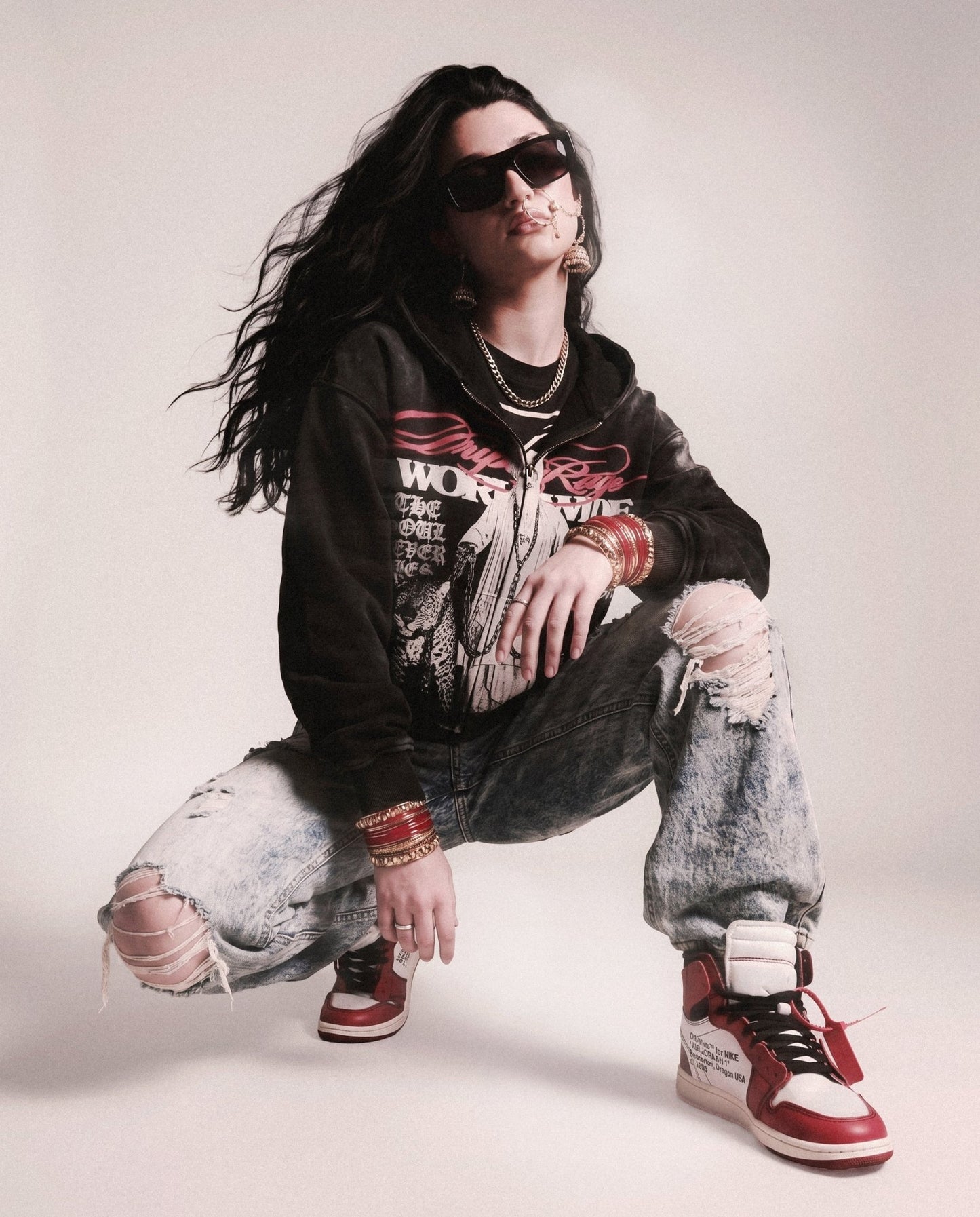 KING PIN ZIP-UP FADED HOODIE - Drip by Rage