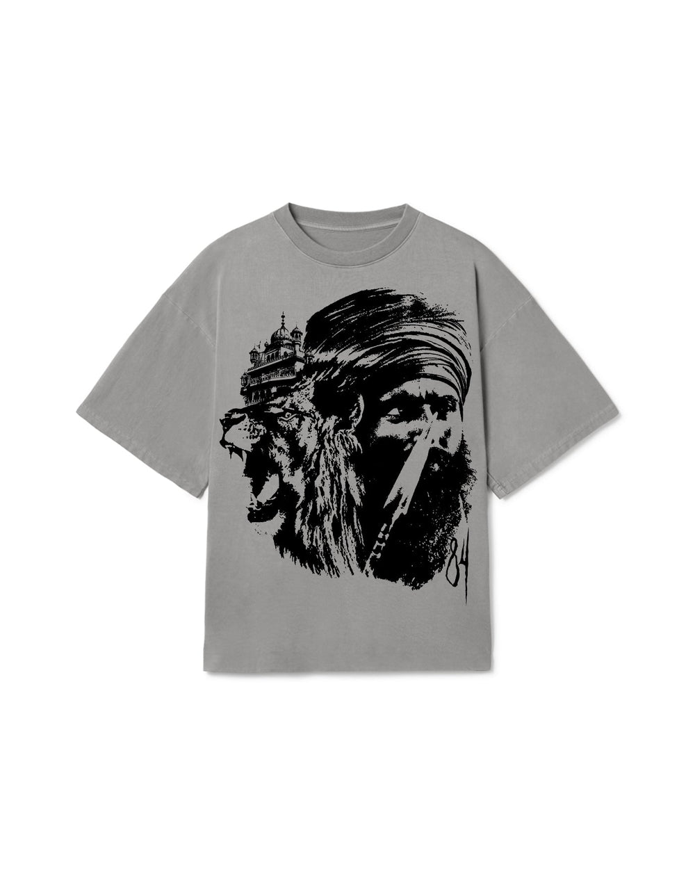 LION OF 84 OVERSIZED T-SHIRT FADED GREY - Drip by Rage
