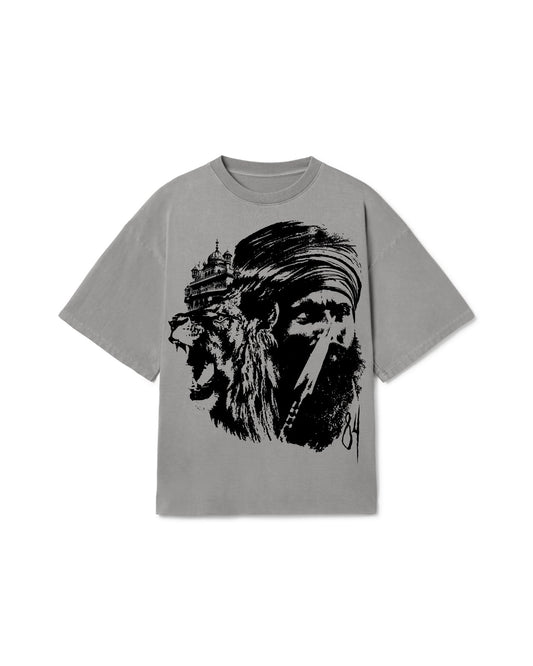 LION OF 84 OVERSIZED T-SHIRT FADED GREY - Drip by Rage