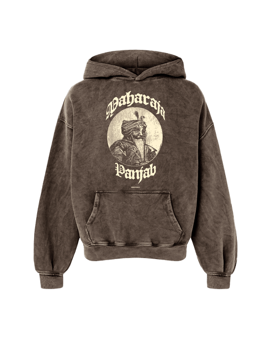 LION OF PANJAB OVERSIZED WASHED HOODIE BROWN - Drip by Rage