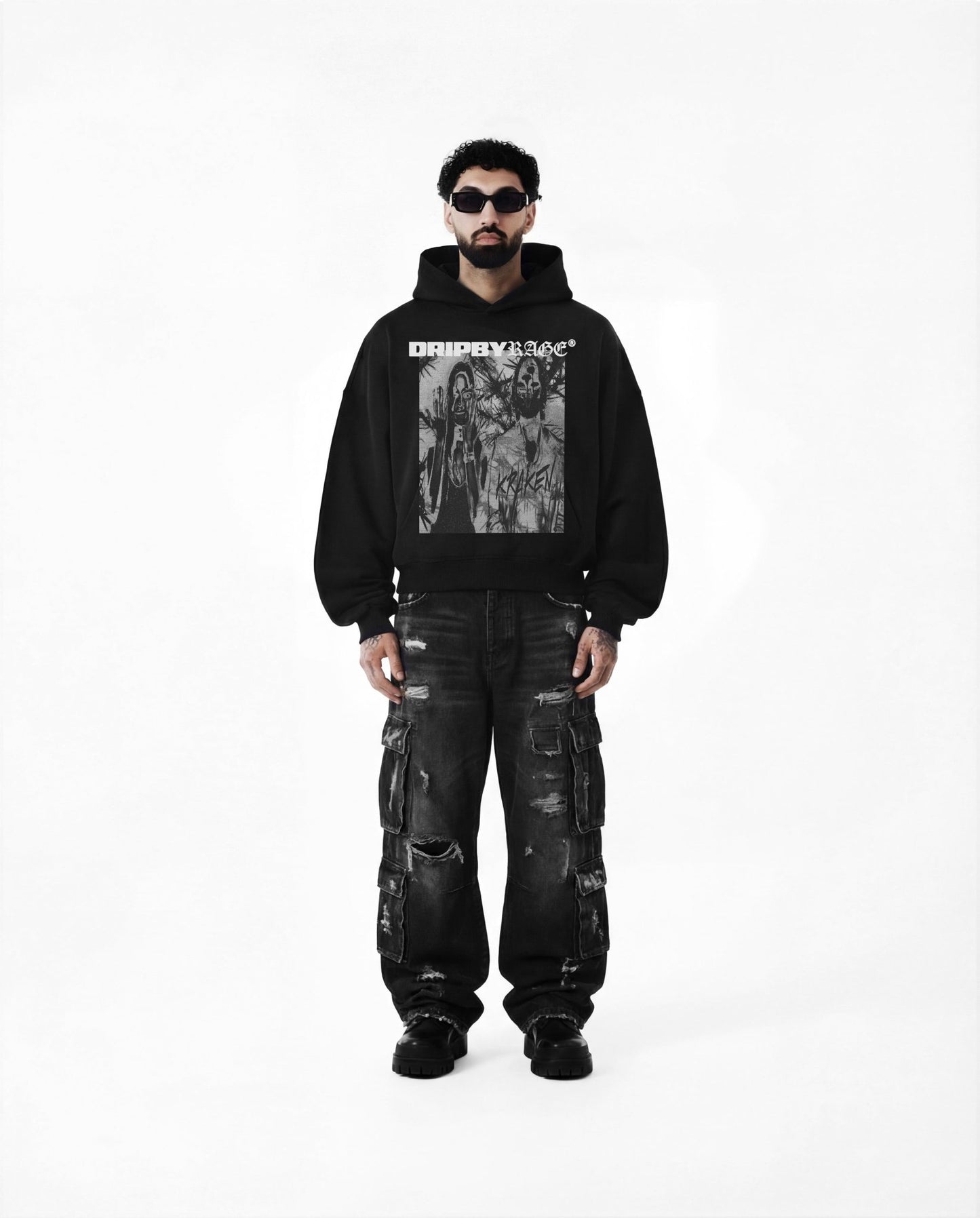 LOVE BIRDS BOXY FLEECE HOODIE - Drip by Rage