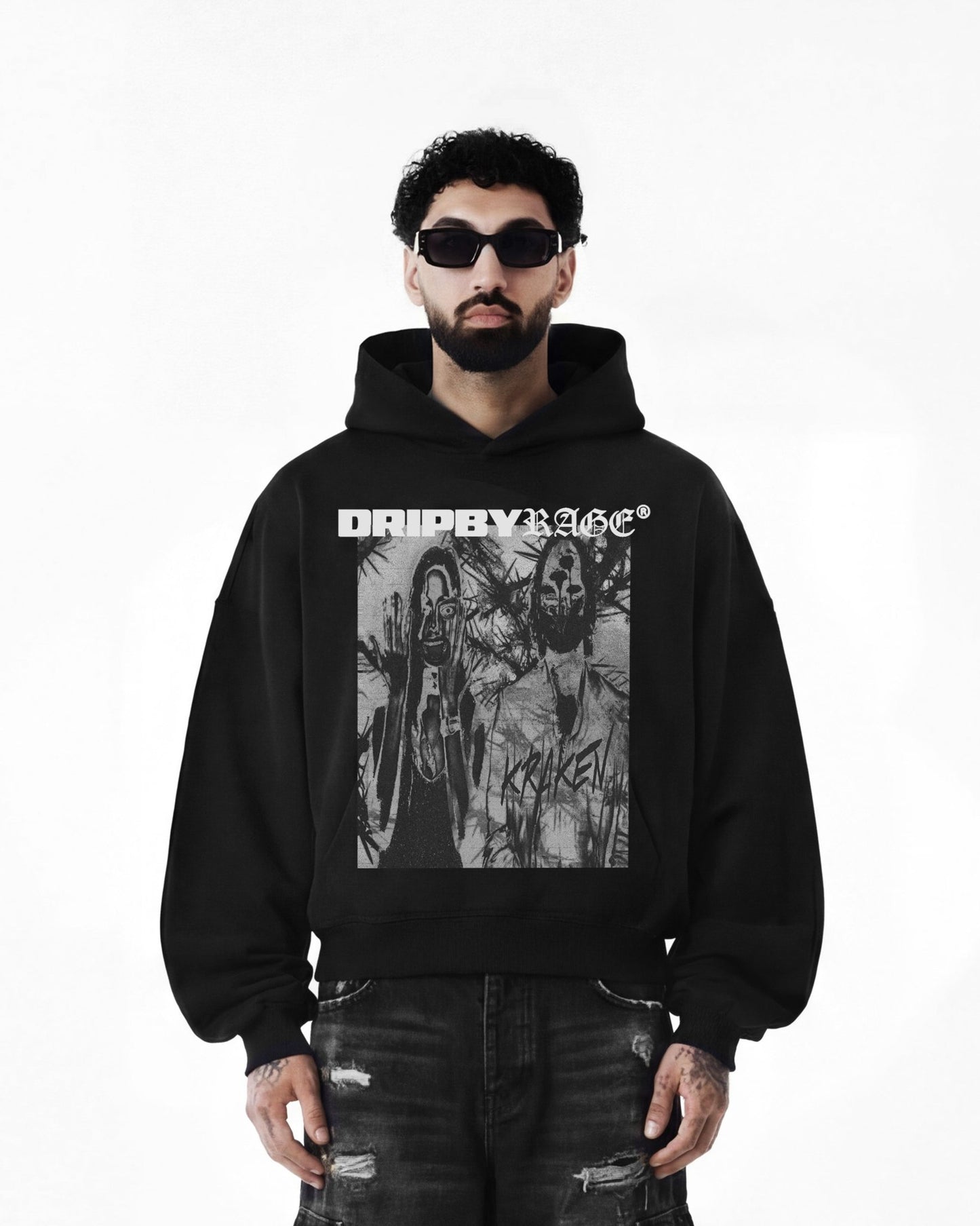 LOVE BIRDS BOXY FLEECE HOODIE - Drip by Rage