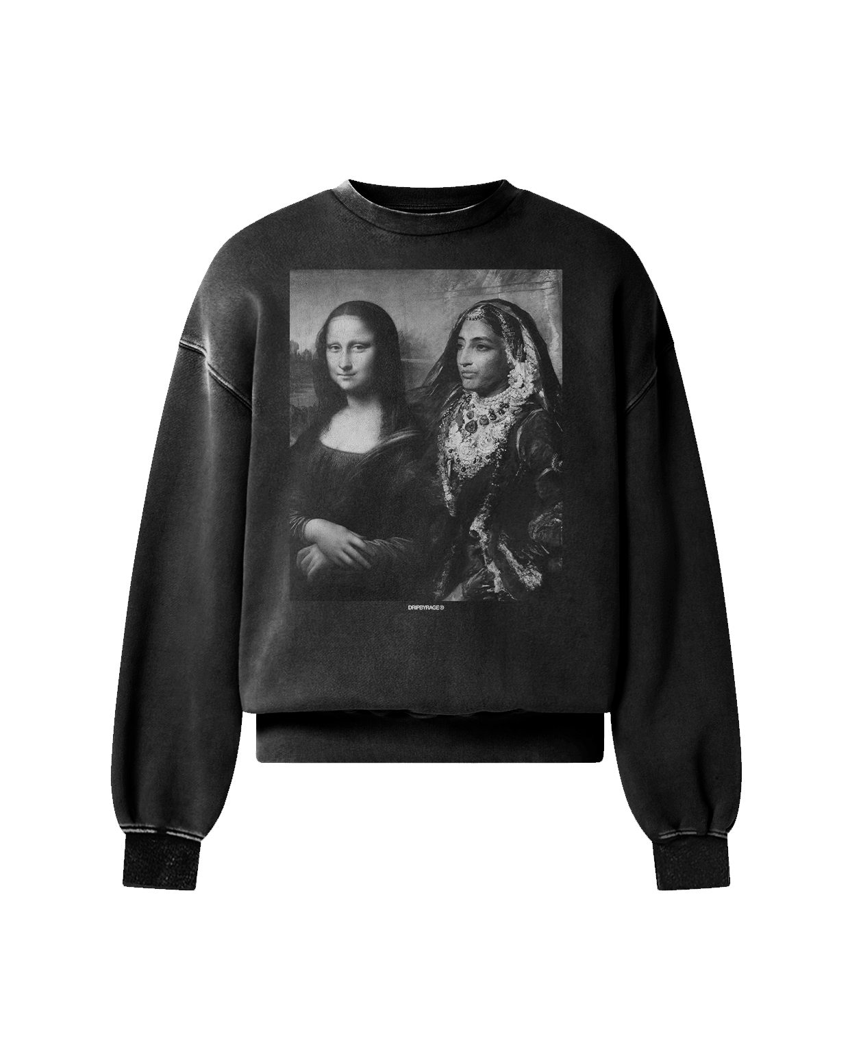 MAHARANI X MONA LISA OVERSIZED FADED SWEATSHIRT BLACK - Drip by Rage