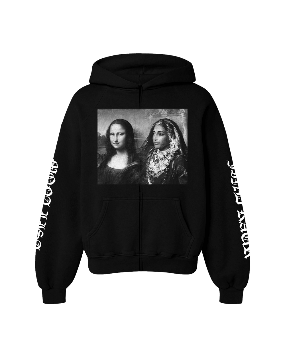MAHARANI X MONA LISA OVERSIZED FLEECE ZIP-UP HOODIE BLACK - Drip by Rage