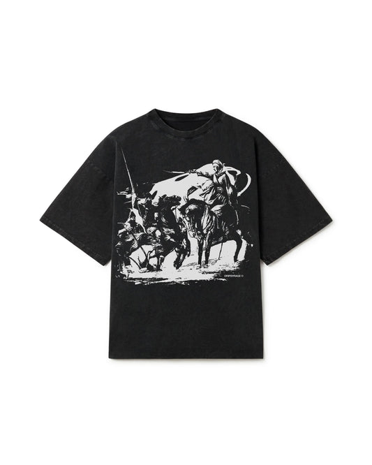 MAI BHAGO OVERSIZED FADED T-SHIRT BLACK - Drip by Rage