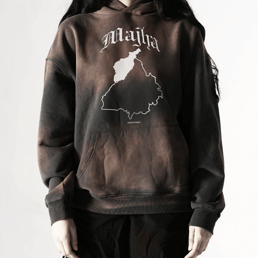 MAJHA OVERSIZED PREMIUM FADED HOODIE VINTAGE BURGUNDY - Drip by Rage