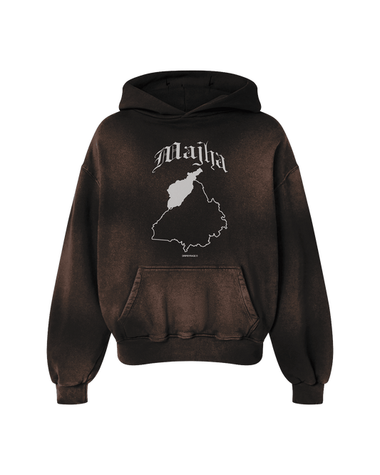 MAJHA OVERSIZED PREMIUM FADED HOODIE VINTAGE BURGUNDY - Drip by Rage