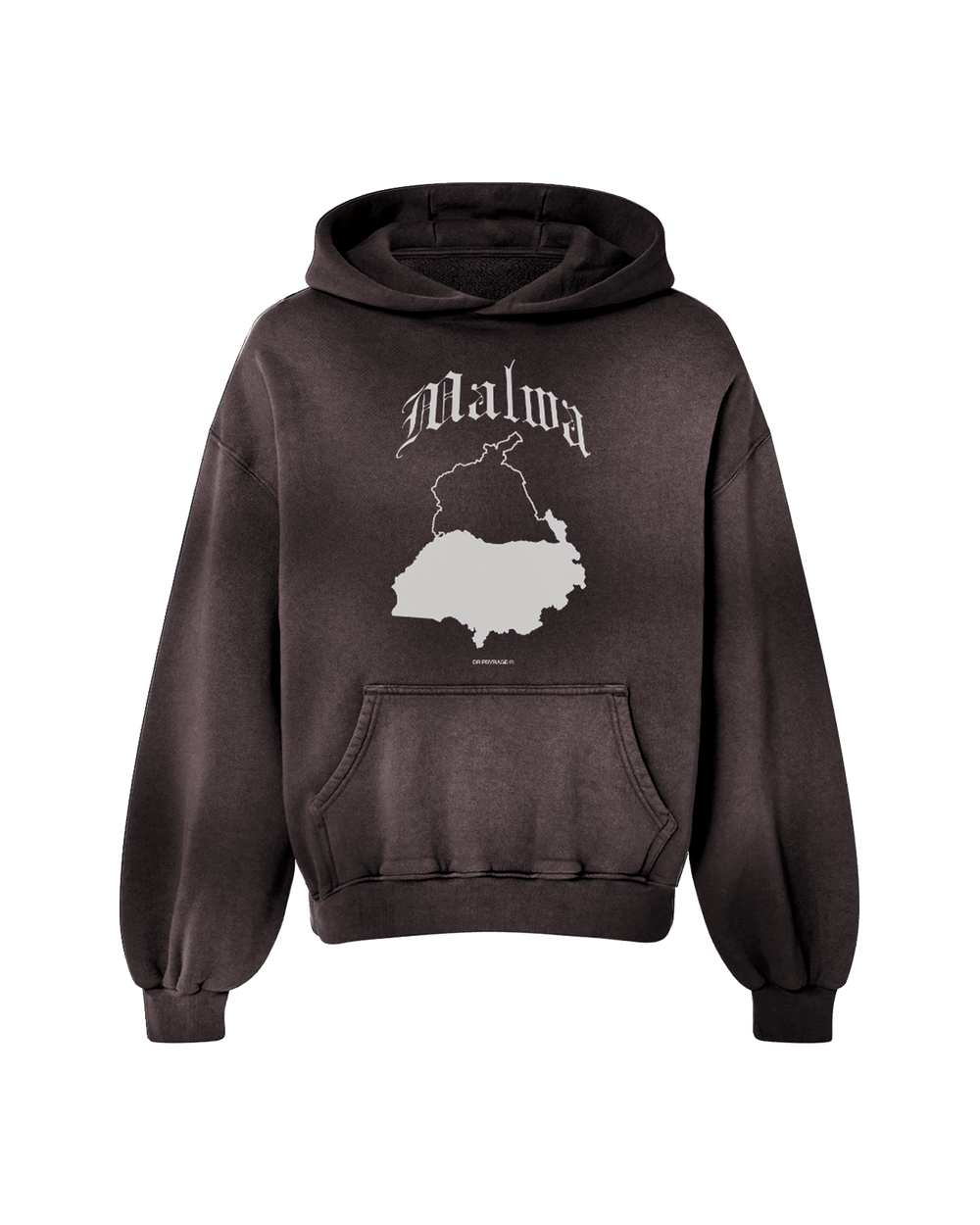 MALWA OVERSIZED PREMIUM FADED HOODIE BROWN - Drip by Rage