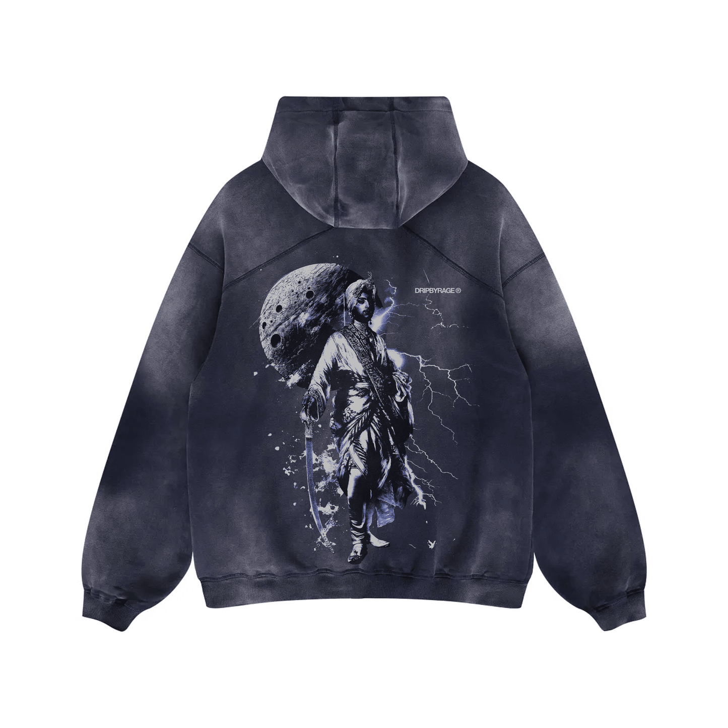 MOONLIGHT OVERSIZED PREMIUM FADED HOODIE BLUE - Drip by Rage
