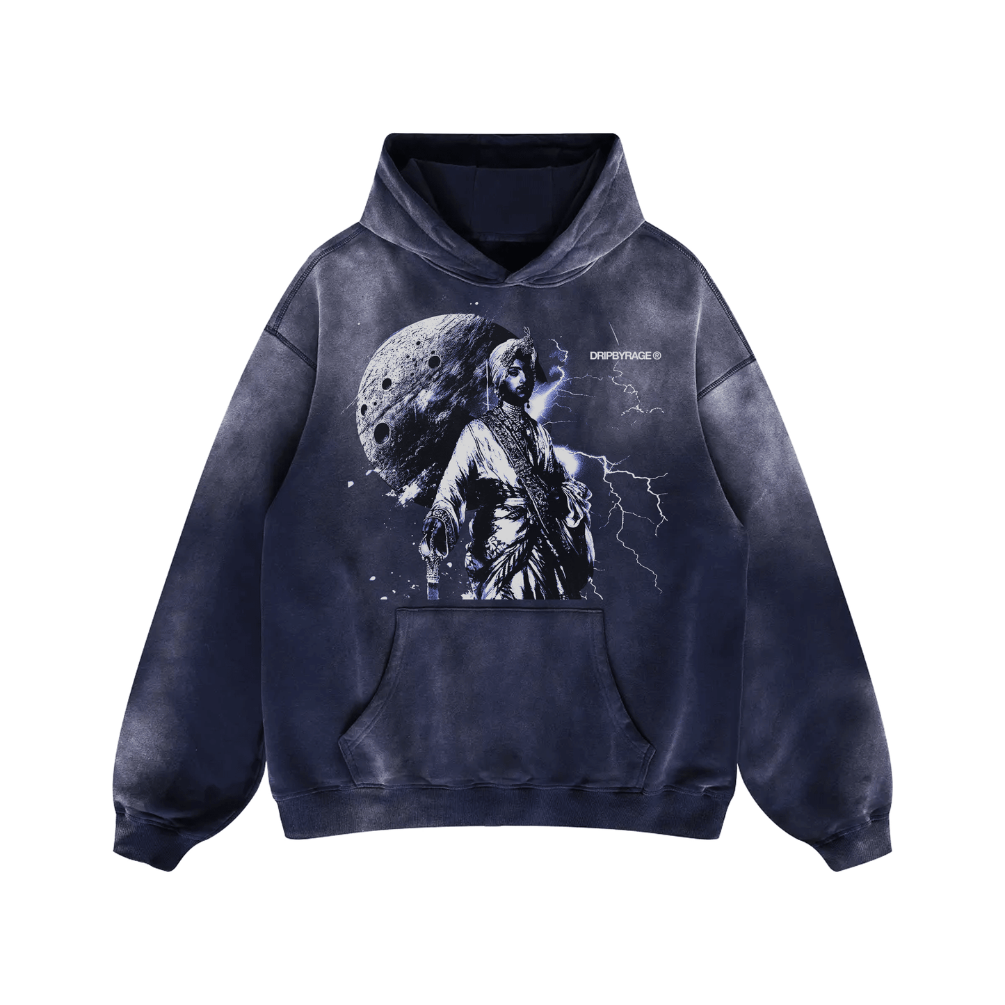 MOONLIGHT OVERSIZED PREMIUM FADED HOODIE BLUE - Drip by Rage