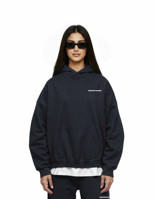 NAVY BLUE HEAVY SUN FADED BOXY HOODIE - Drip by Rage