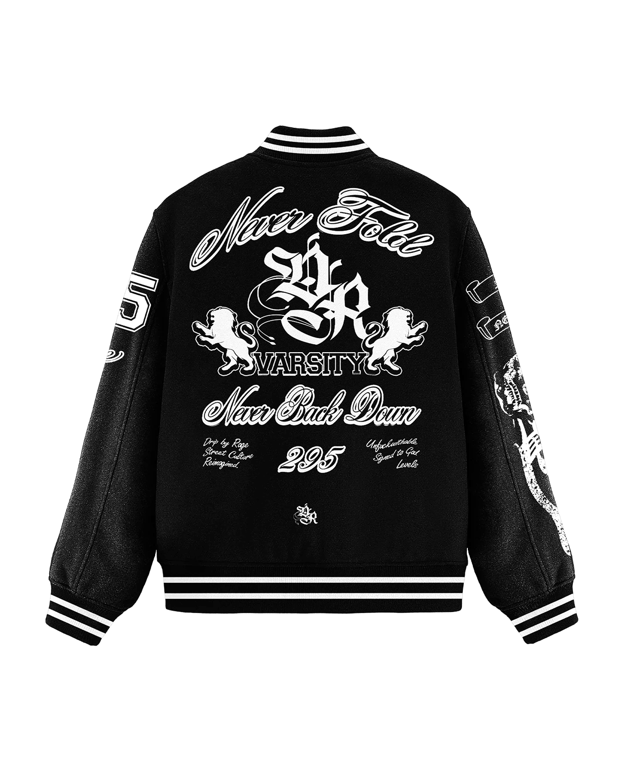 NEVER FOLD ULTIMATUM VARSITY BOMBER JACKET - Drip by Rage