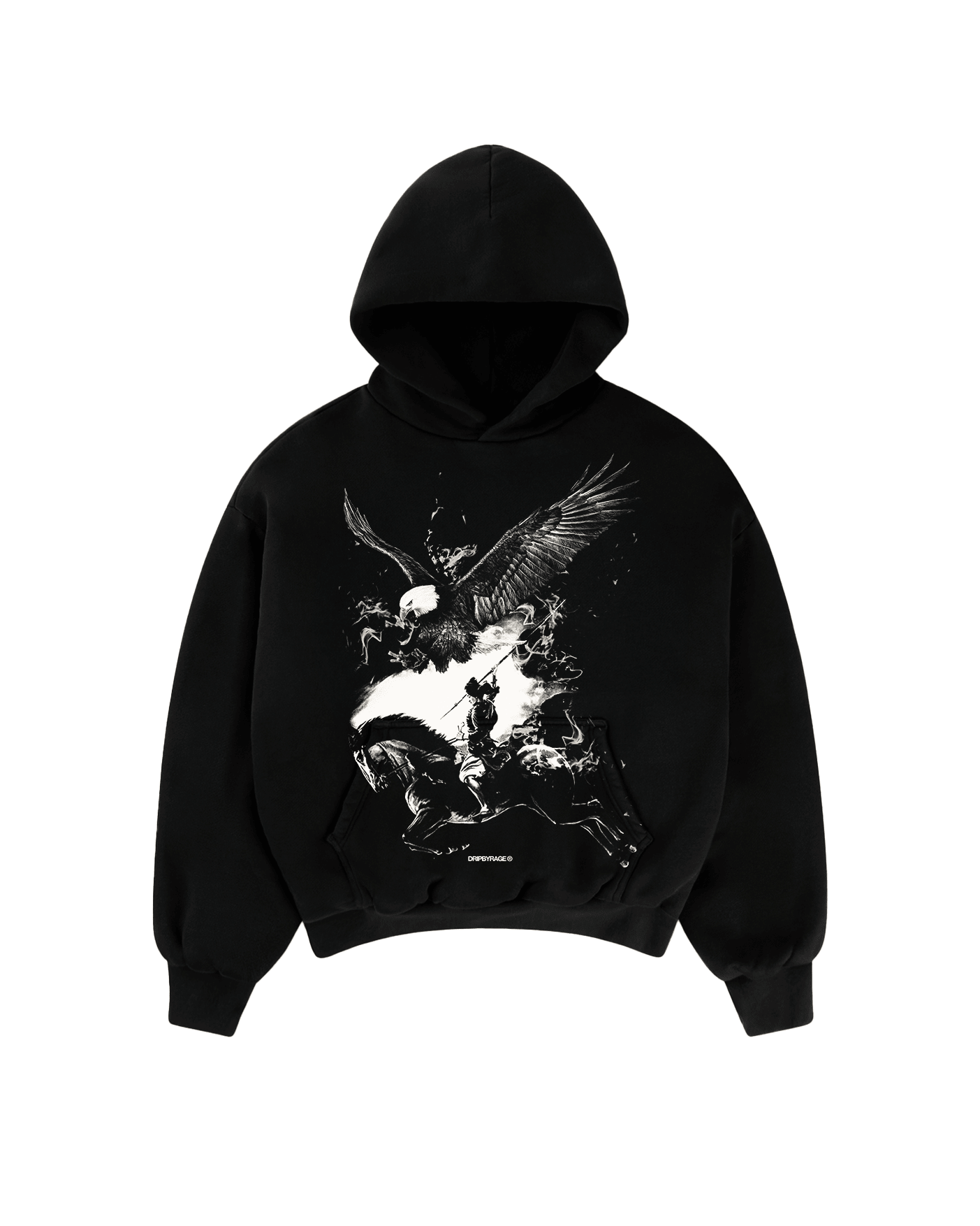 NO FEAR BLACK BIG PRINT SUN FADED BOXY HOODIE - Drip by Rage