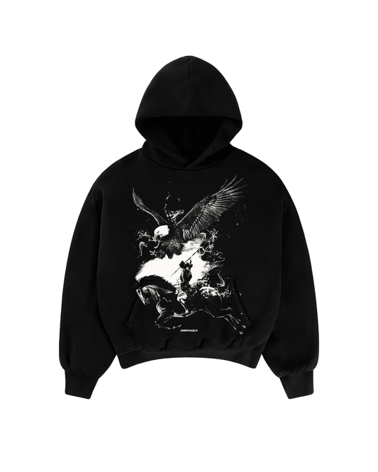 NO FEAR BLACK BIG PRINT SUN FADED BOXY HOODIE - Drip by Rage