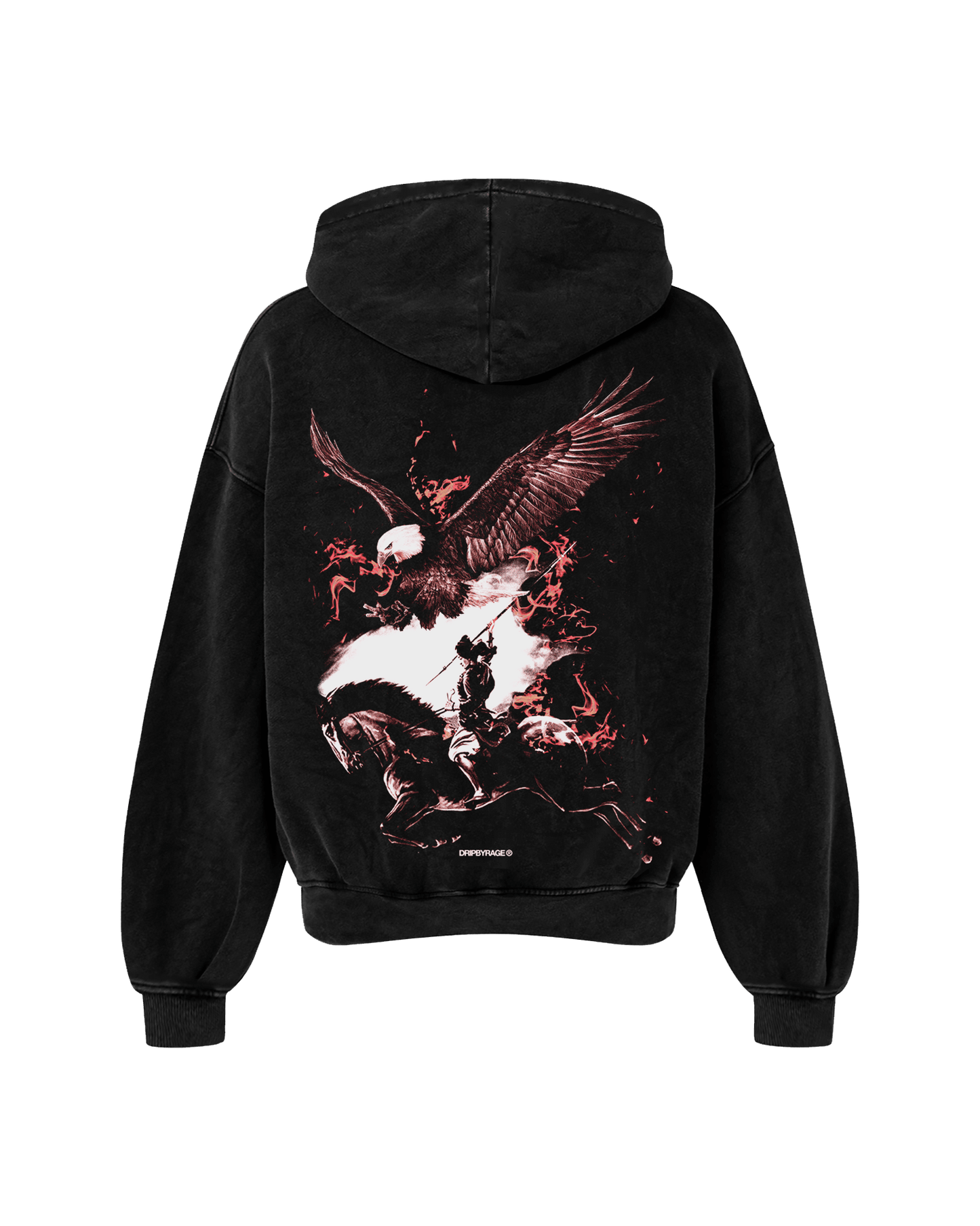 NO FEAR RED EDITION OVERSIZED FADED HOODIE BLACK - Drip by Rage