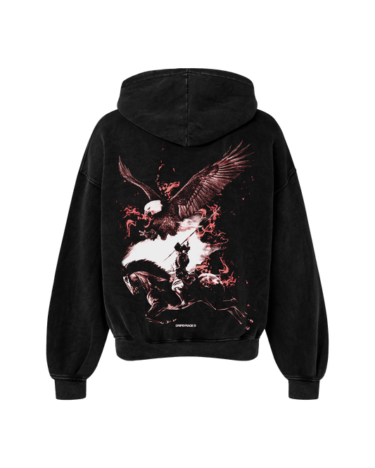 NO FEAR RED EDITION OVERSIZED FADED HOODIE BLACK - Drip by Rage