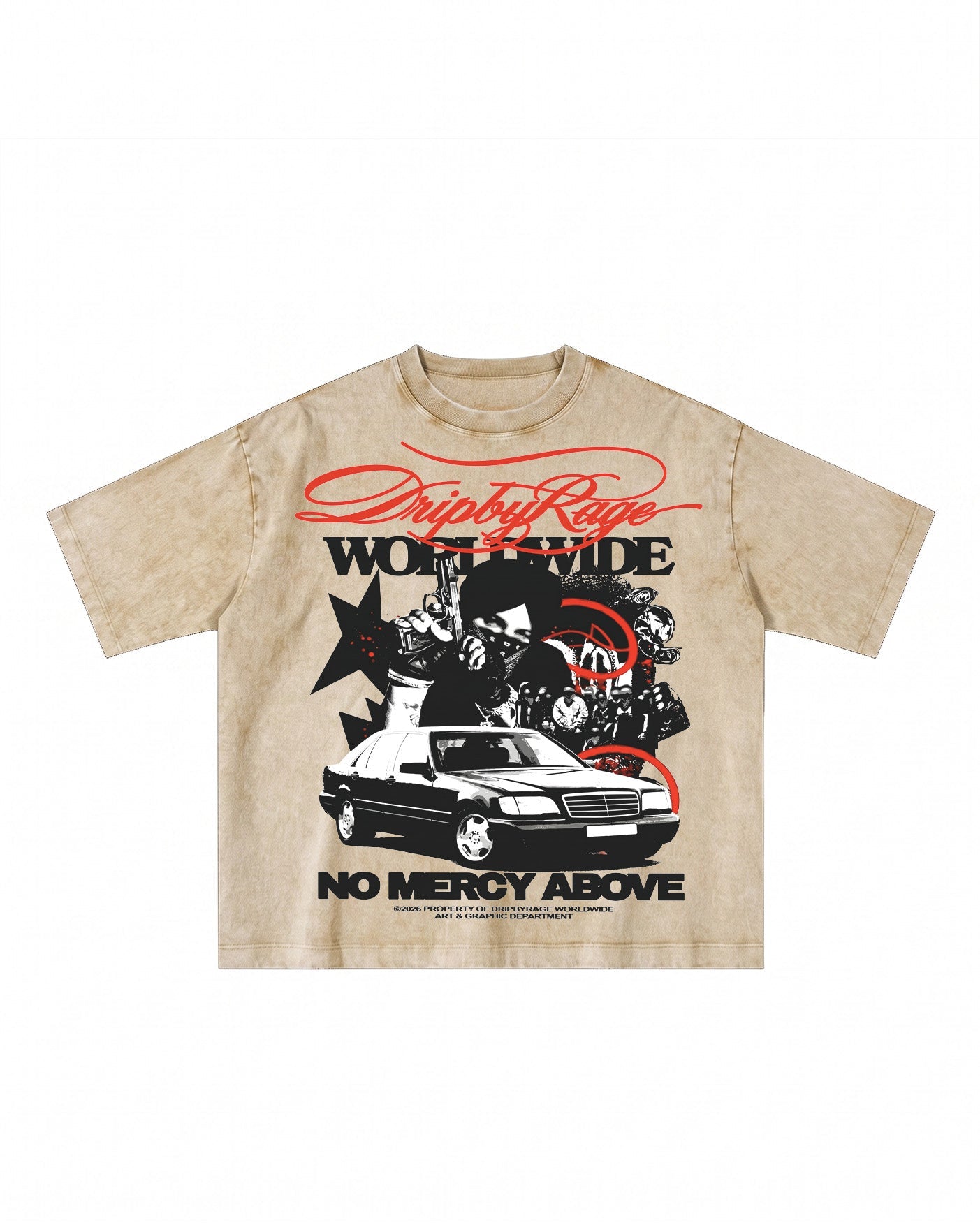 NO MERCY ABOVE OVERSIZED STONE WASH T-SHIRT - Drip by Rage