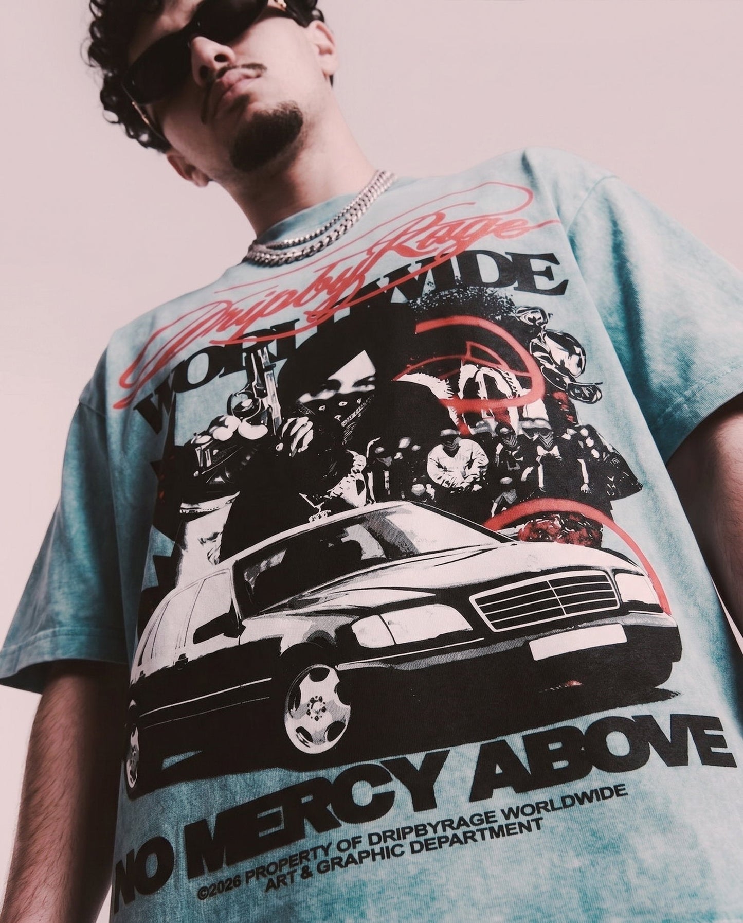 NO MERCY ABOVE OVERSIZED STONE WASH T-SHIRT - Drip by Rage