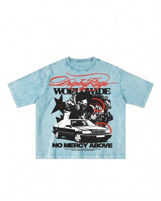 NO MERCY ABOVE OVERSIZED STONE WASH T-SHIRT - Drip by Rage