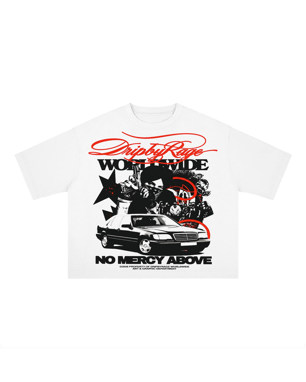 NO MERCY WORLDWIDE BOXY T-SHIRT - Drip by Rage
