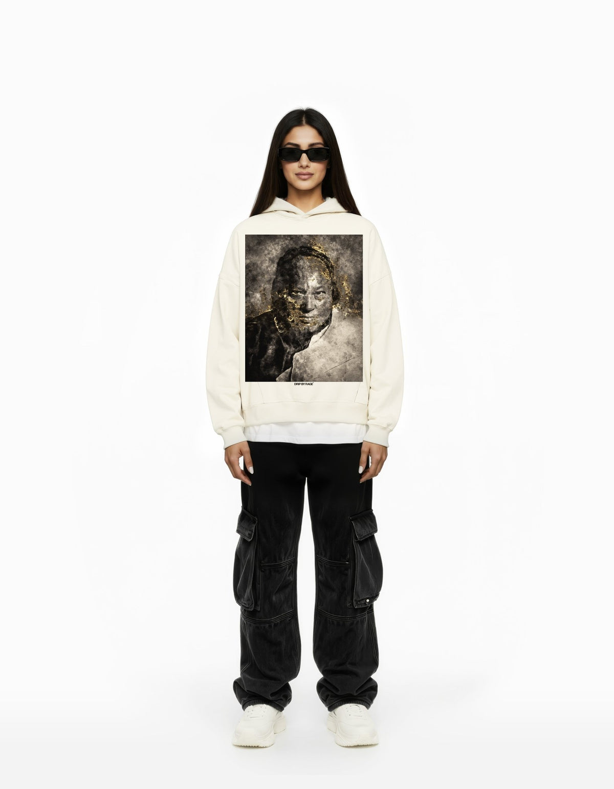 NUSRAT GOLD LEAF SUN FADED BOXY HOODIE - Drip by Rage
