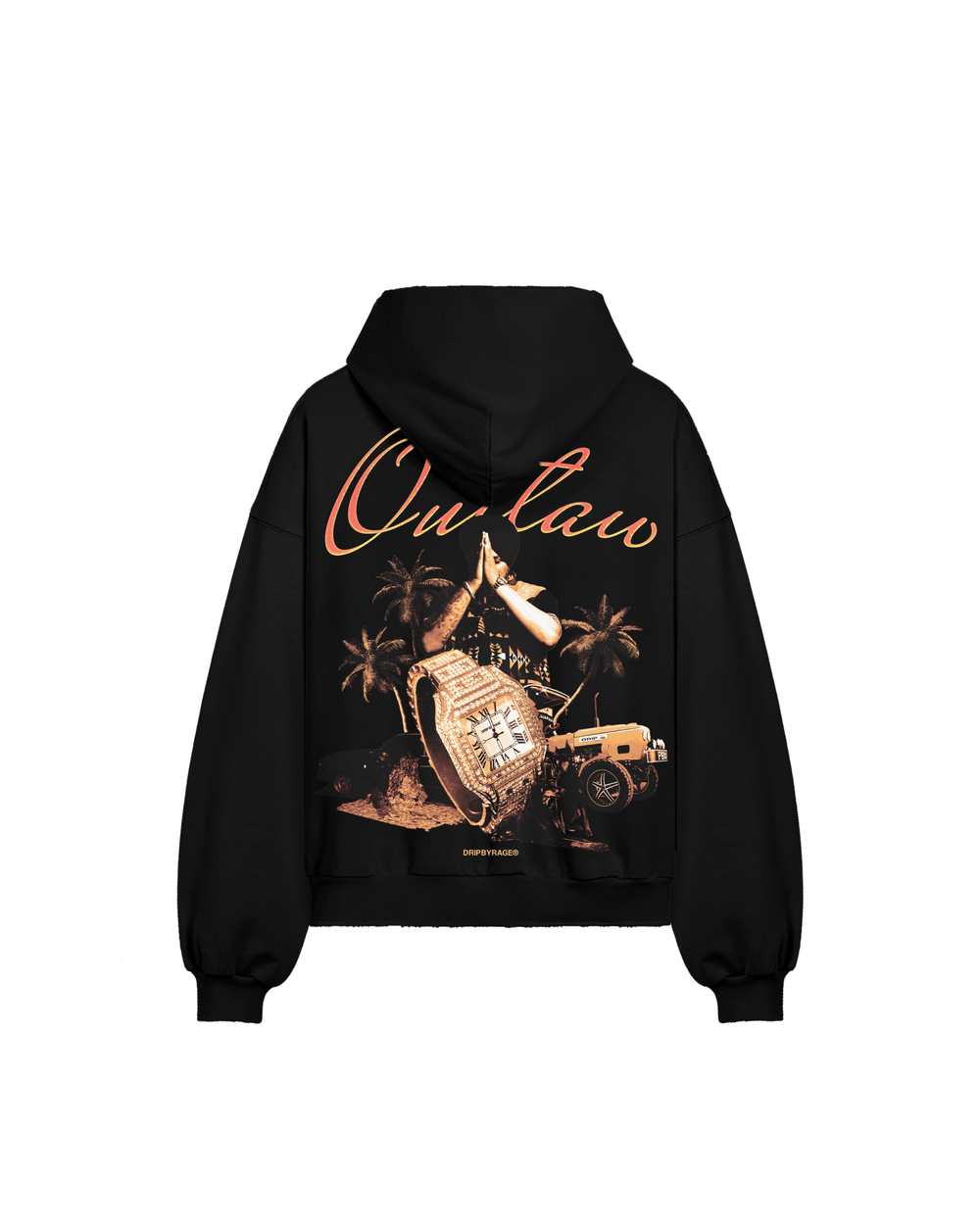 OUTLAW BOXY DISTRESSED HOODIE - Drip by Rage