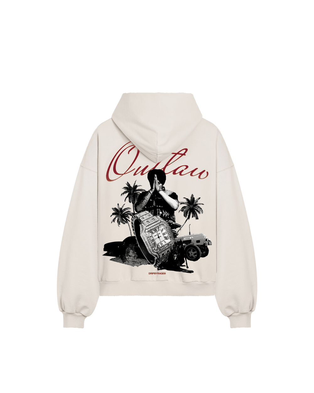OUTLAW BOXY DISTRESSED HOODIE - Drip by Rage