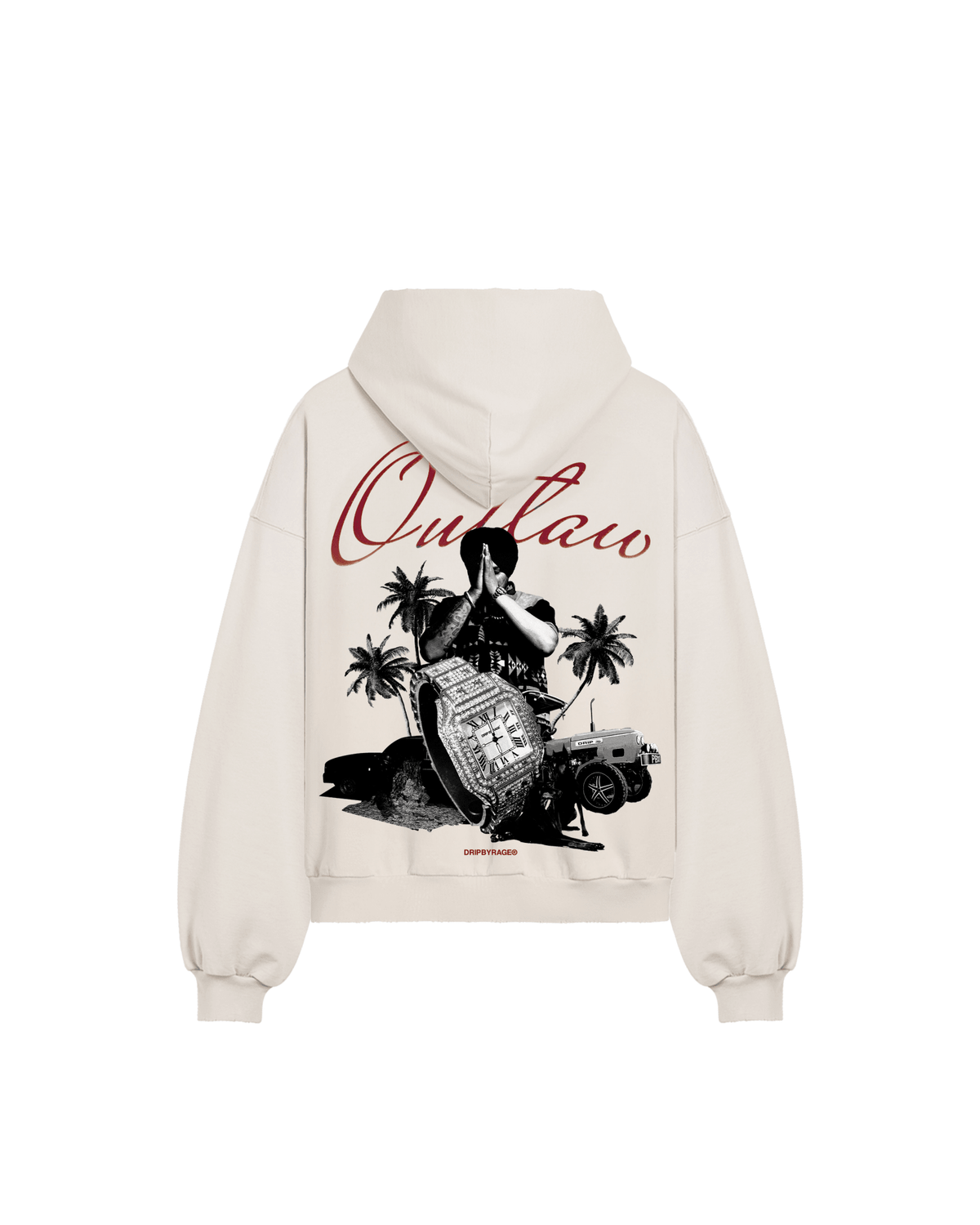 OUTLAW BOXY DISTRESSED HOODIE - Drip by Rage