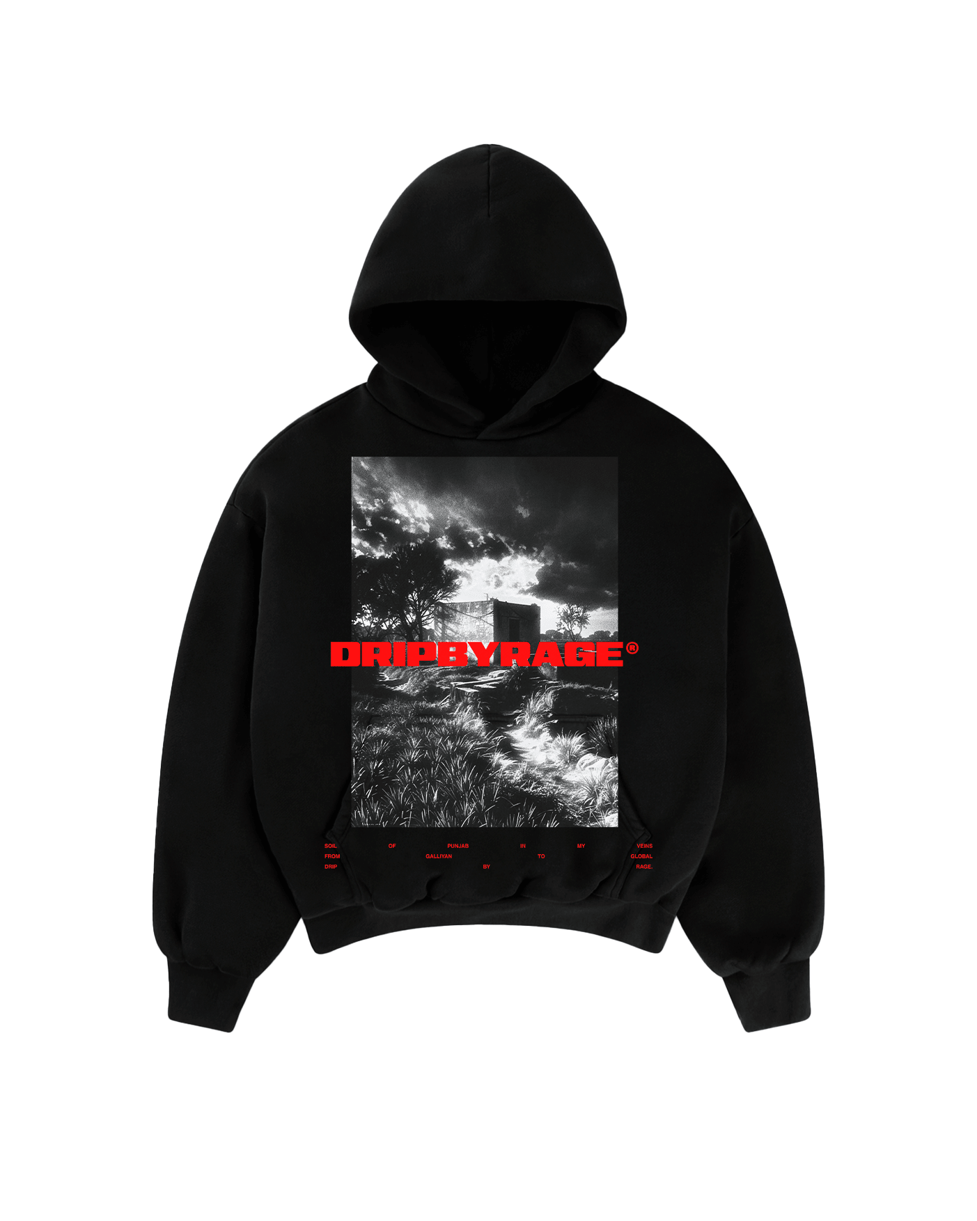 PIND LIFE BIG PRINT SUN FADED BOXY HOODIE - Drip by Rage