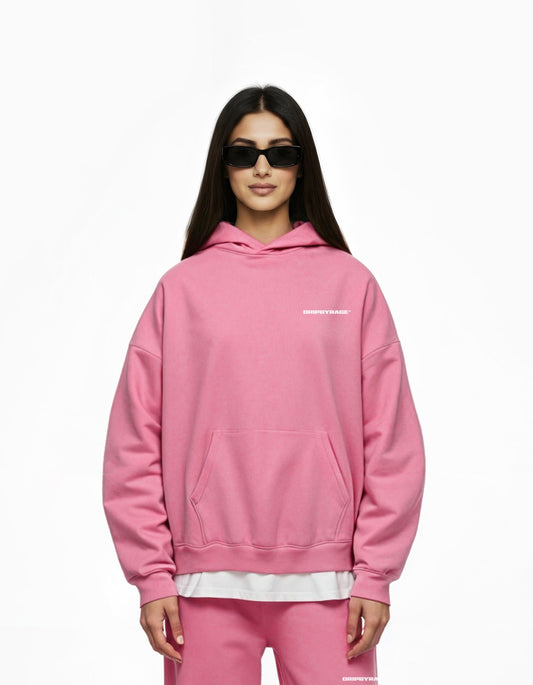 PINK HEAVY SUN FADED BOXY HOODIE - Drip by Rage