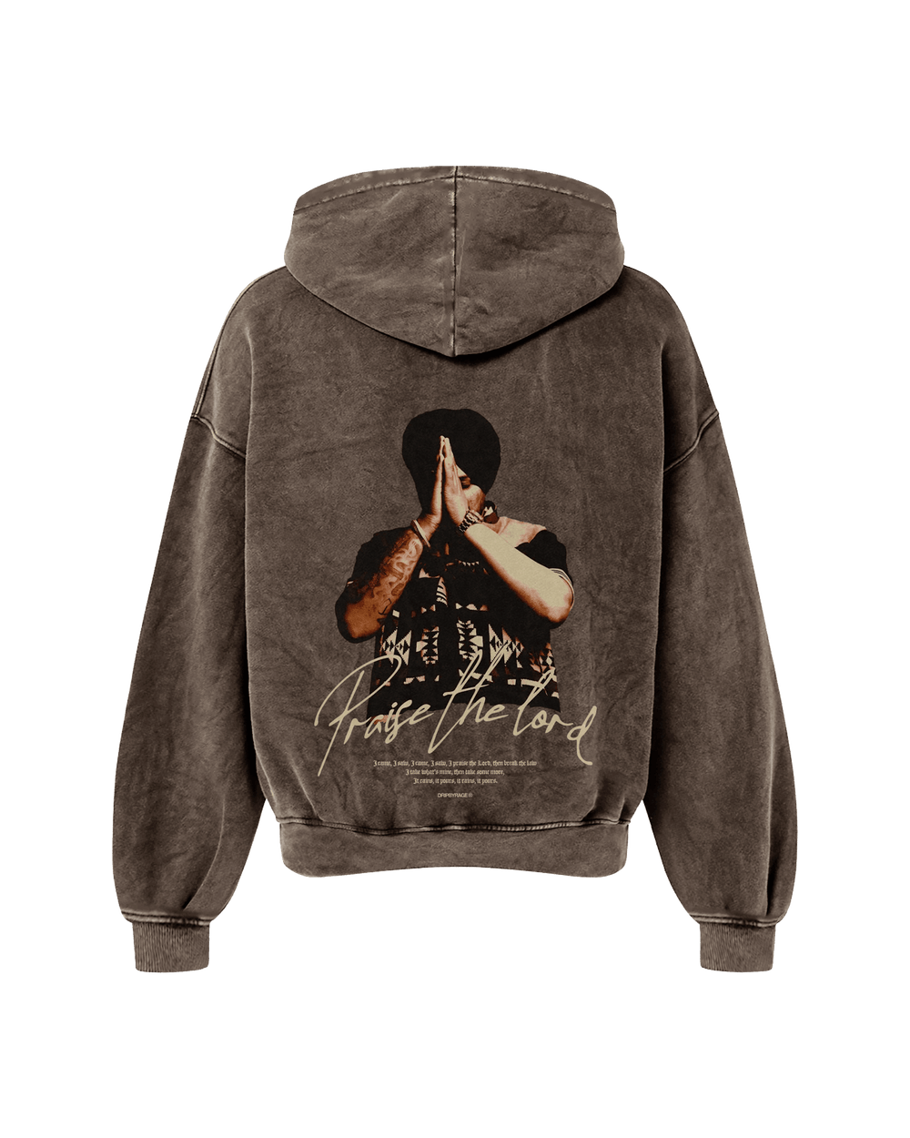 PRAISE THE LORD OVERSIZED WASHED HOODIE BROWN - Drip by Rage
