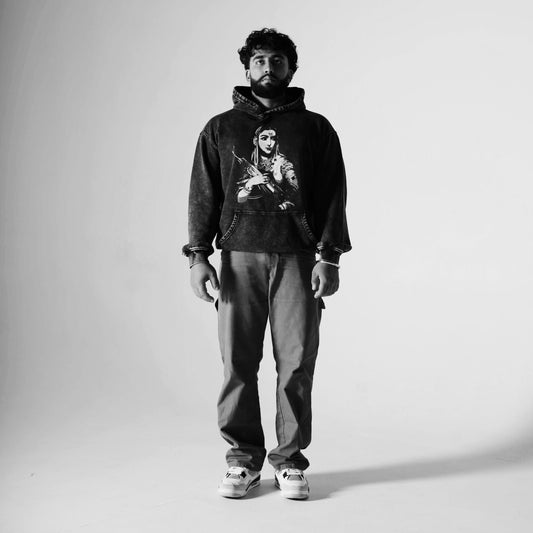 GANGSTER QUEEN OVERSIZED HOODIE FADED BLACK