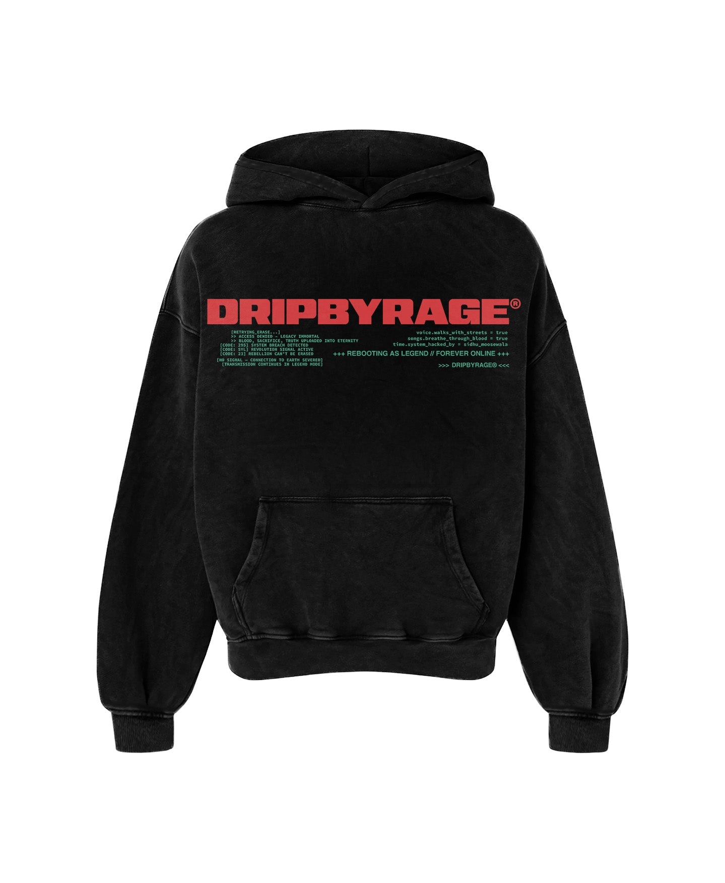 REBEL PROTOCOL OVERSIZED FADED HOODIE - Drip by Rage