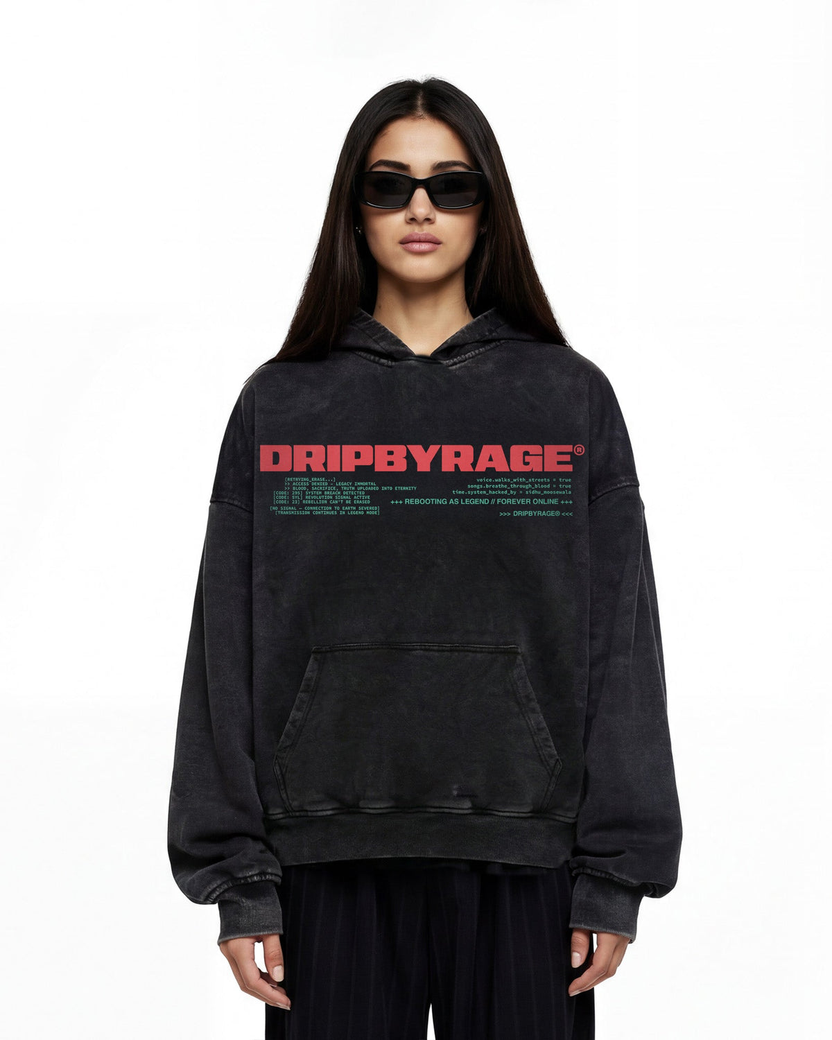 REBEL PROTOCOL OVERSIZED FADED HOODIE - Drip by Rage