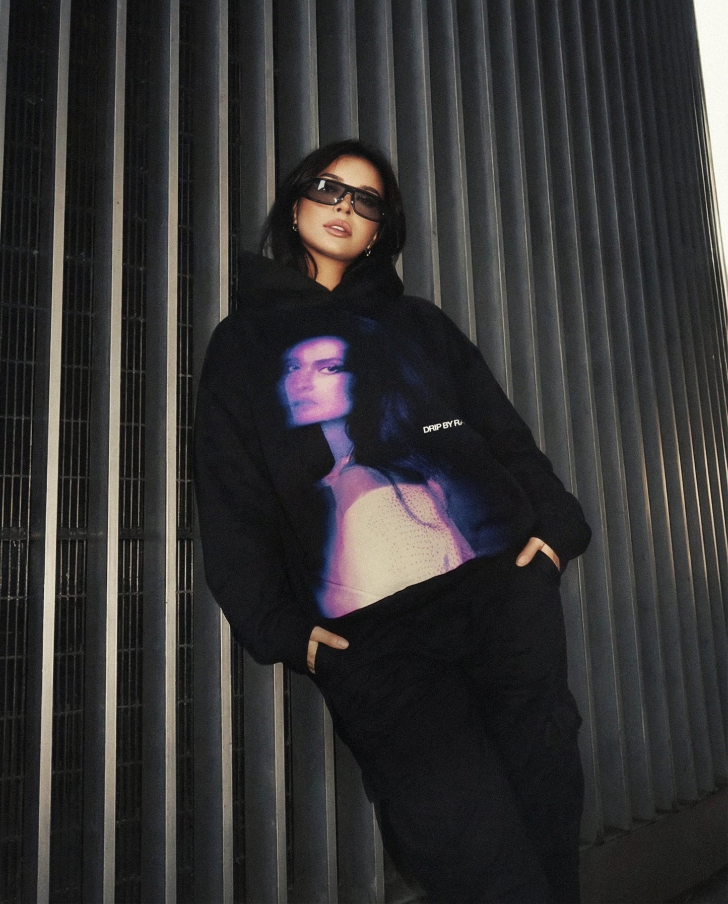 REKHA BIG PRINT SUN FADED BOXY HOODIE - Drip by Rage