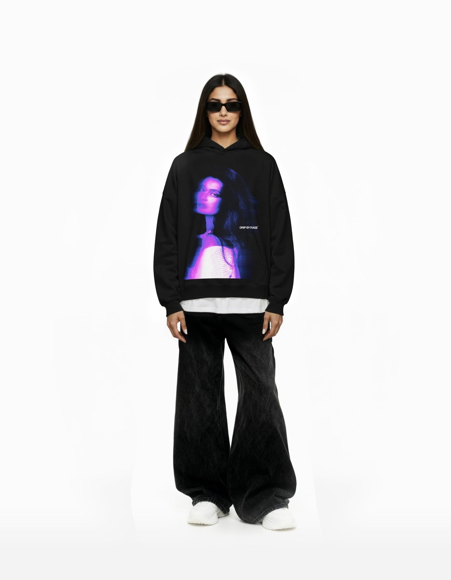 REKHA BIG PRINT SUN FADED BOXY HOODIE - Drip by Rage