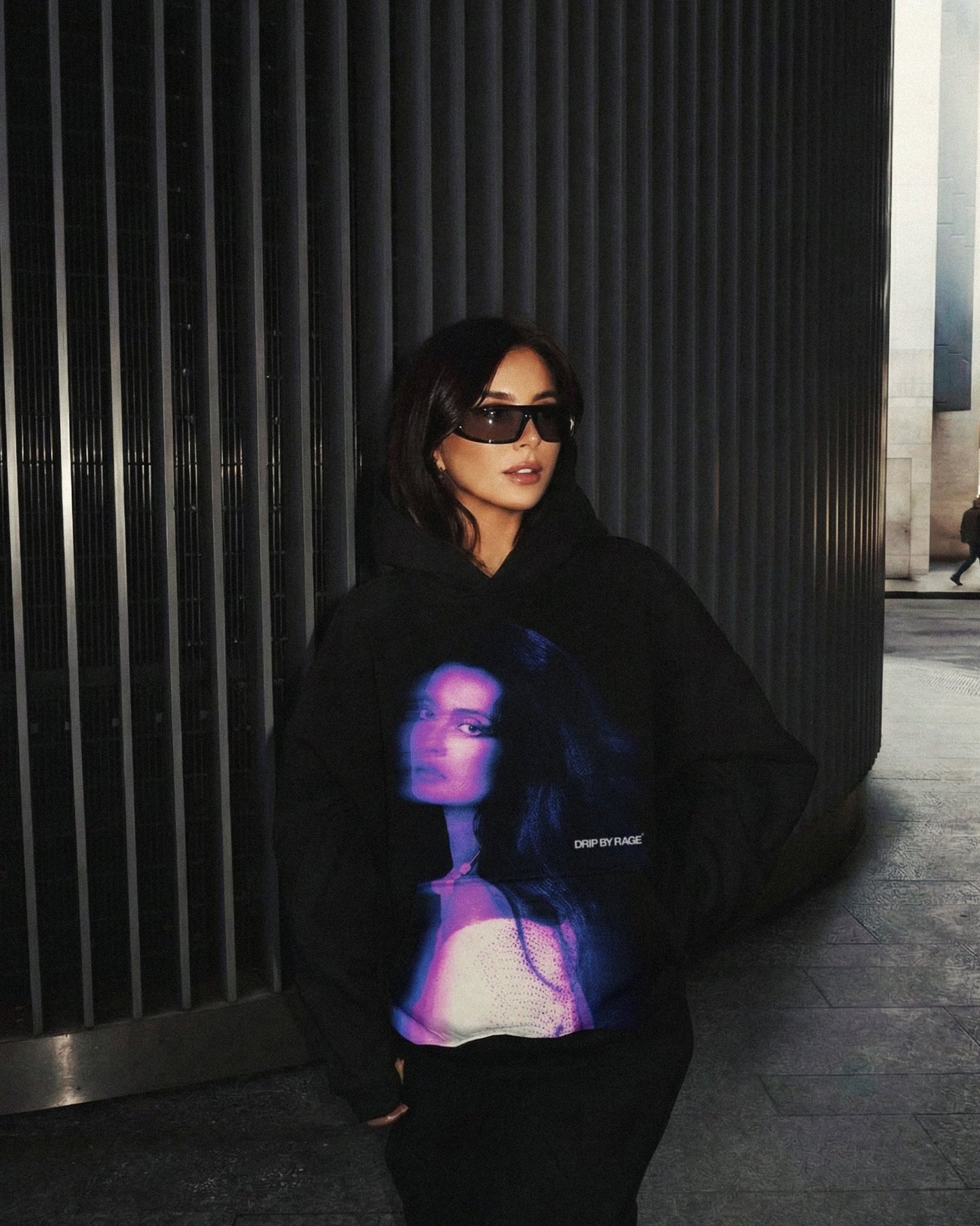 REKHA BIG PRINT SUN FADED BOXY HOODIE - Drip by Rage