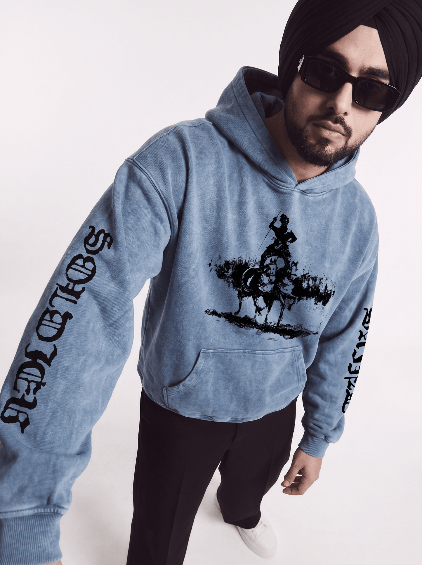SAINT WARRIOR OVERSIZED WASHED HOODIE BLUE - Drip by Rage