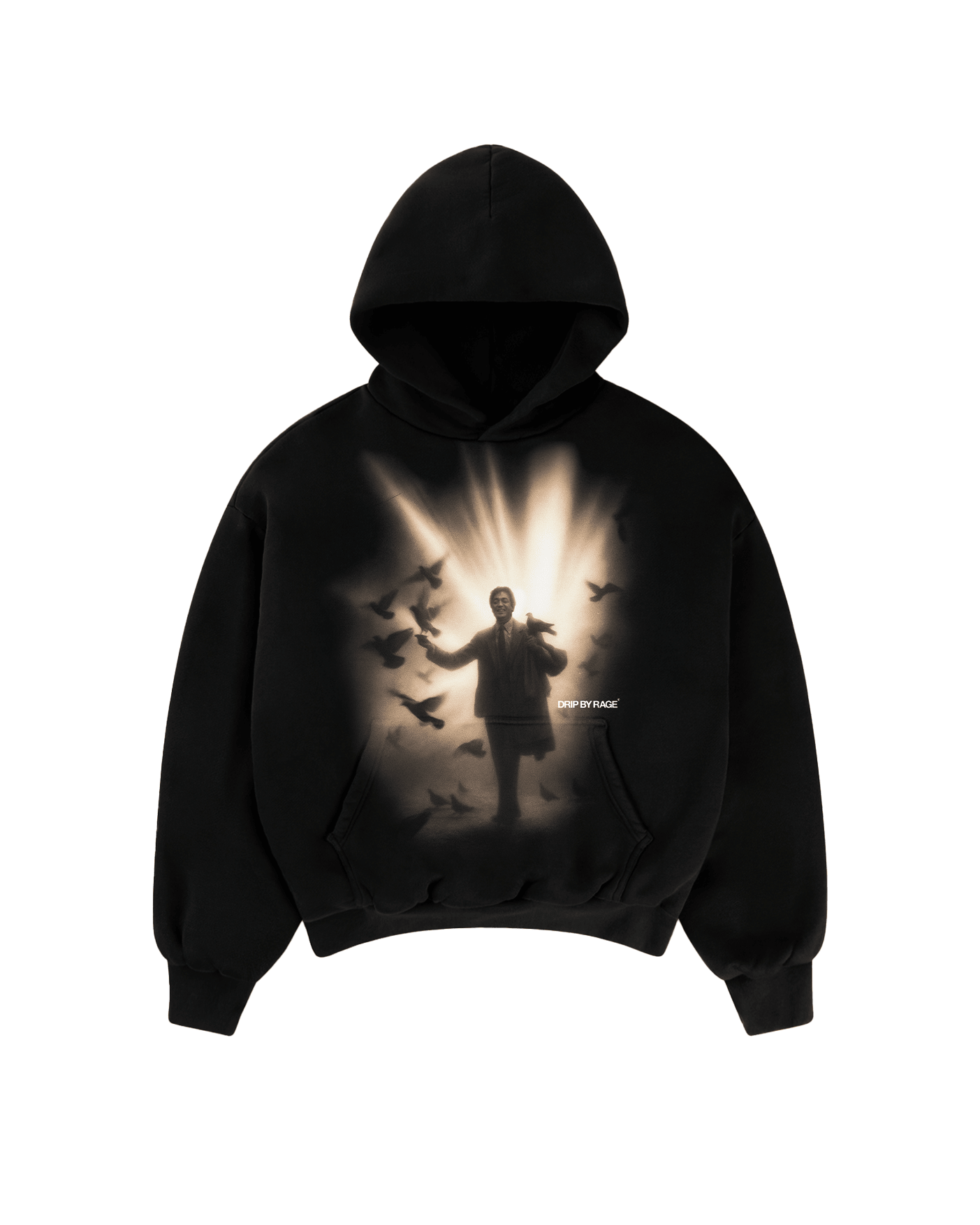 SHIV BIRDS BOXY BIG PRINT HOODIE - Drip by Rage