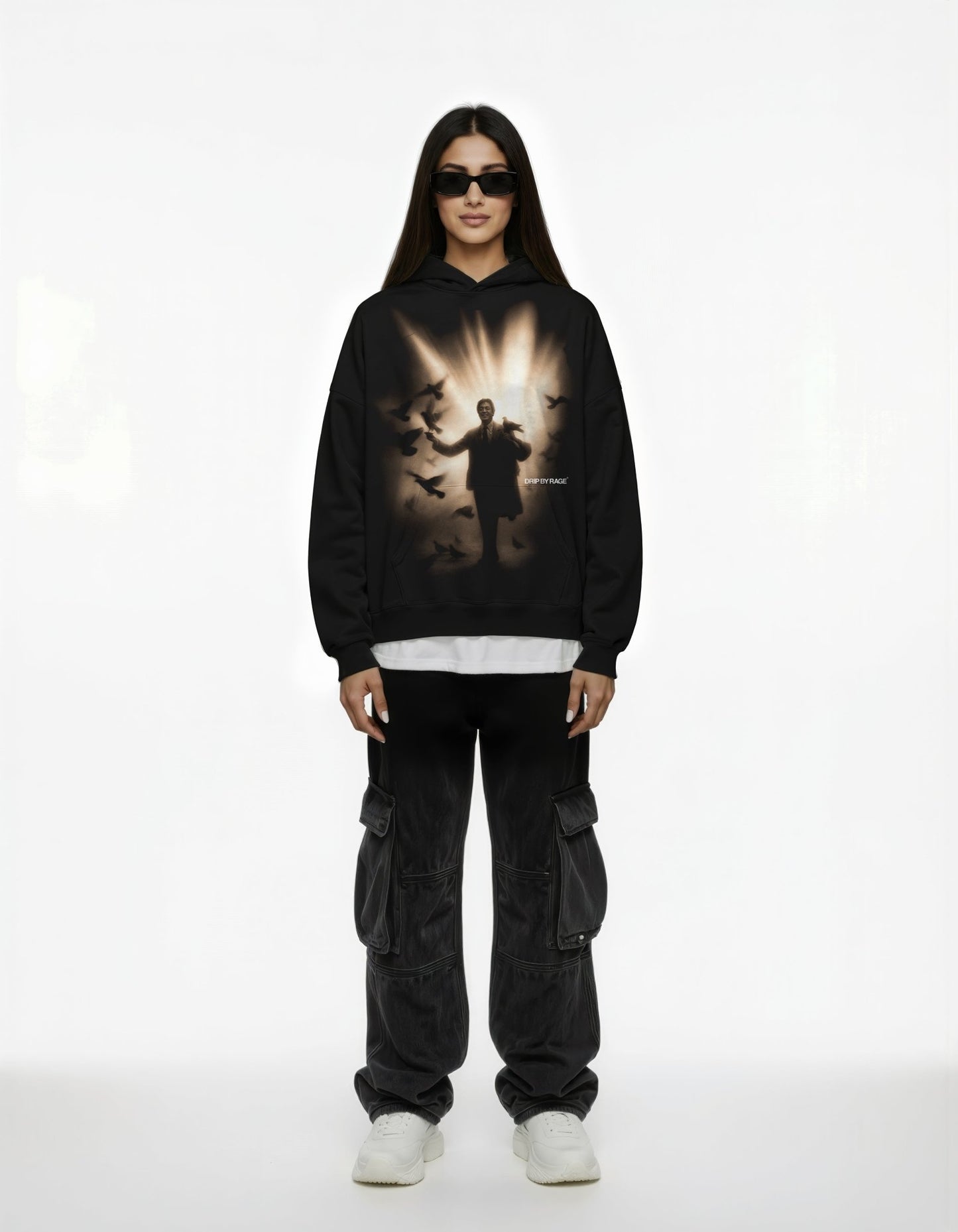SHIV BIRDS BOXY BIG PRINT HOODIE - Drip by Rage