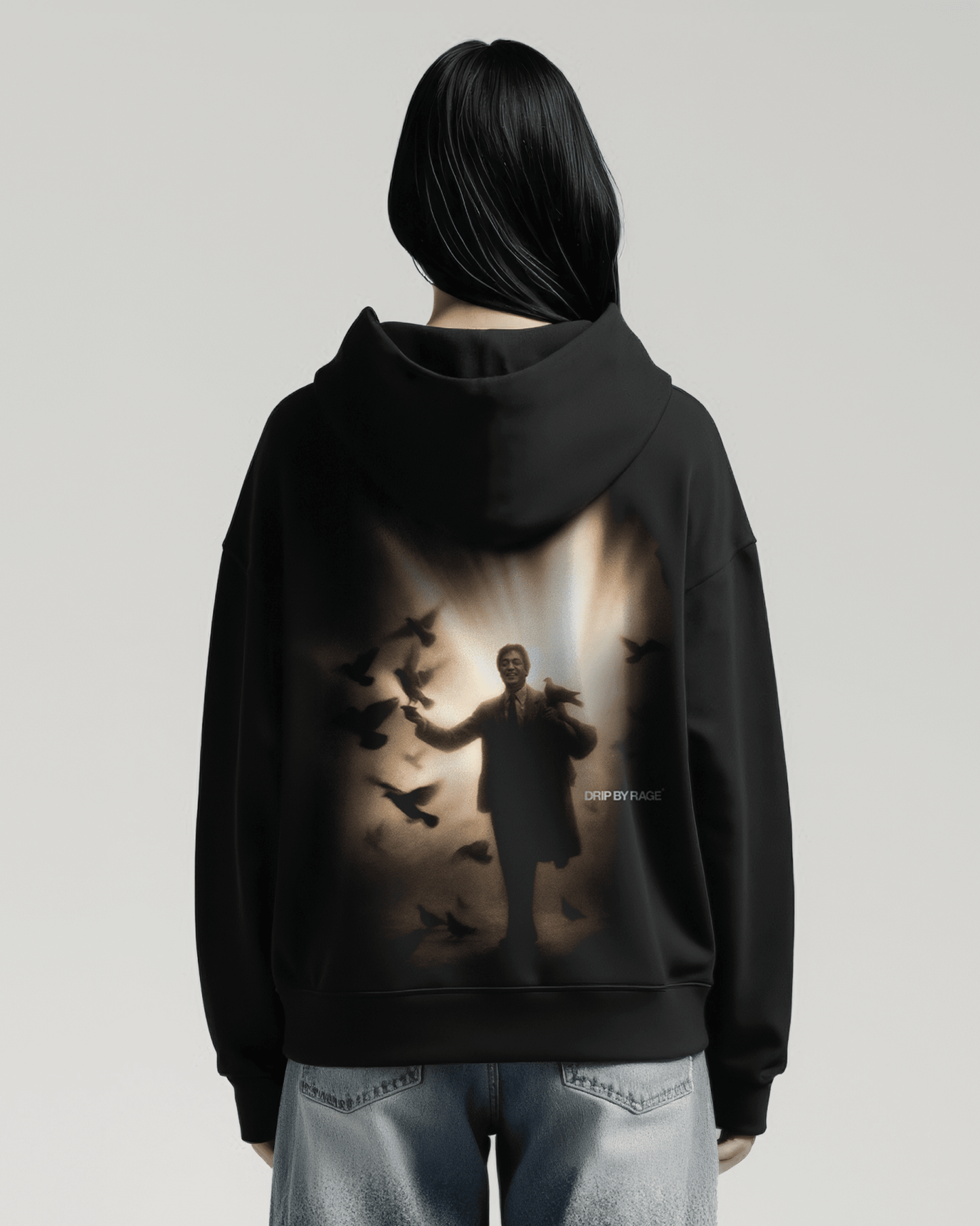 SHIV BIRDS SUN FADED BOXY HOODIE - Drip by Rage