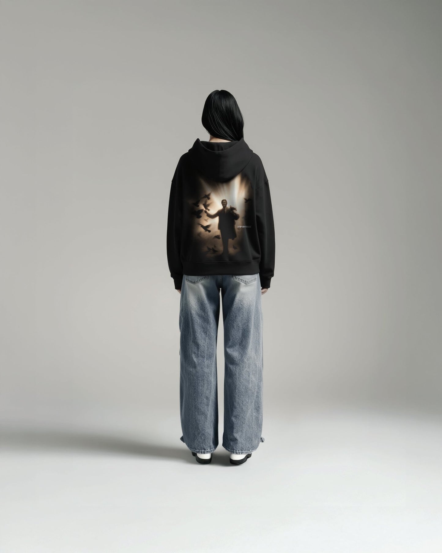 SHIV BIRDS SUN FADED BOXY HOODIE - Drip by Rage