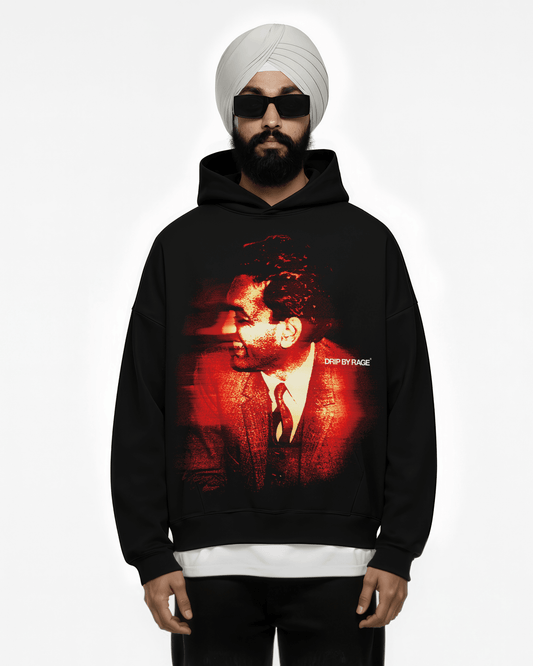 SHIV KUMAR BATALVI BIG PRINT SUN FADED BOXY HOODIE - Drip by Rage