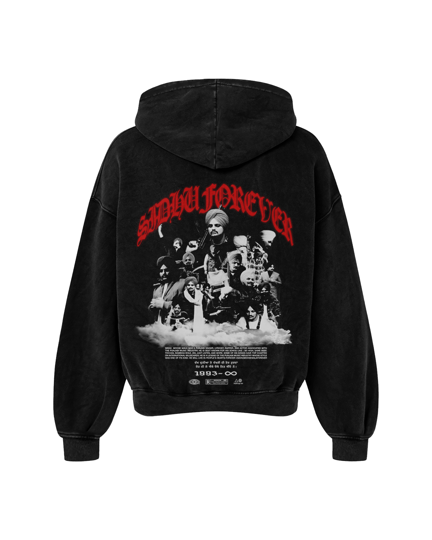 SIDHU FOREVER OVERSIZED FADED HOODIE BLACK - Drip by Rage
