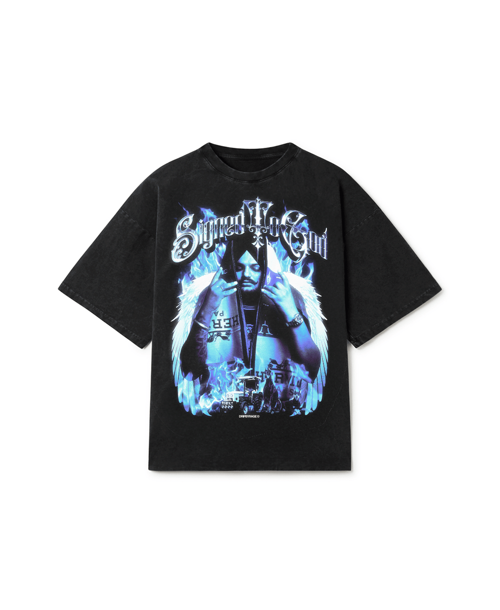 SIGNED TO GOD OVERSIZED FADED T-SHIRT BLACK - Drip by Rage