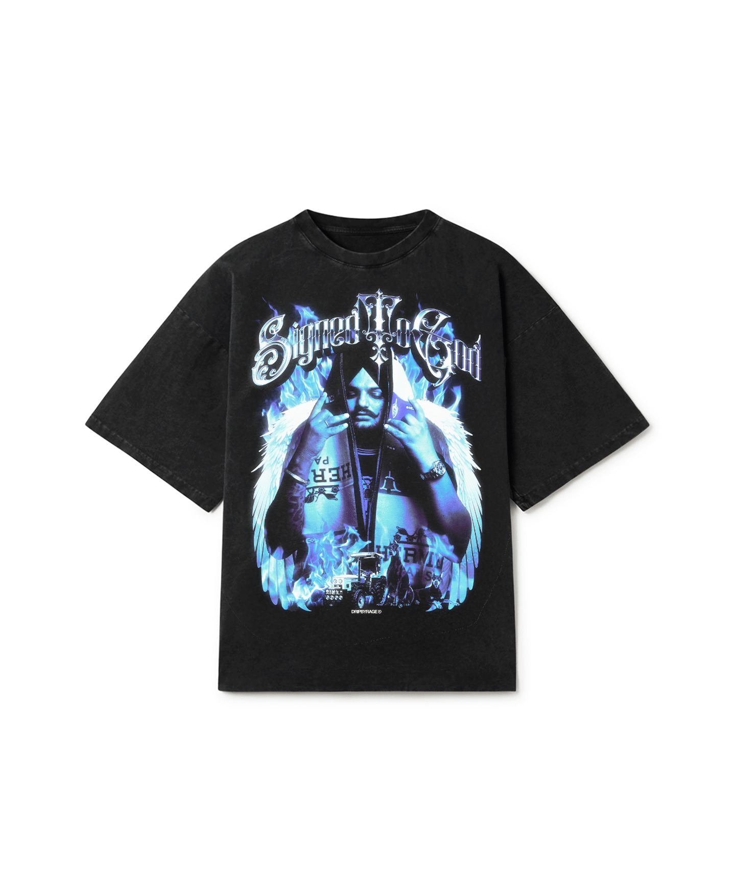 SIGNED TO GOD OVERSIZED FADED T-SHIRT BLACK - Drip by Rage