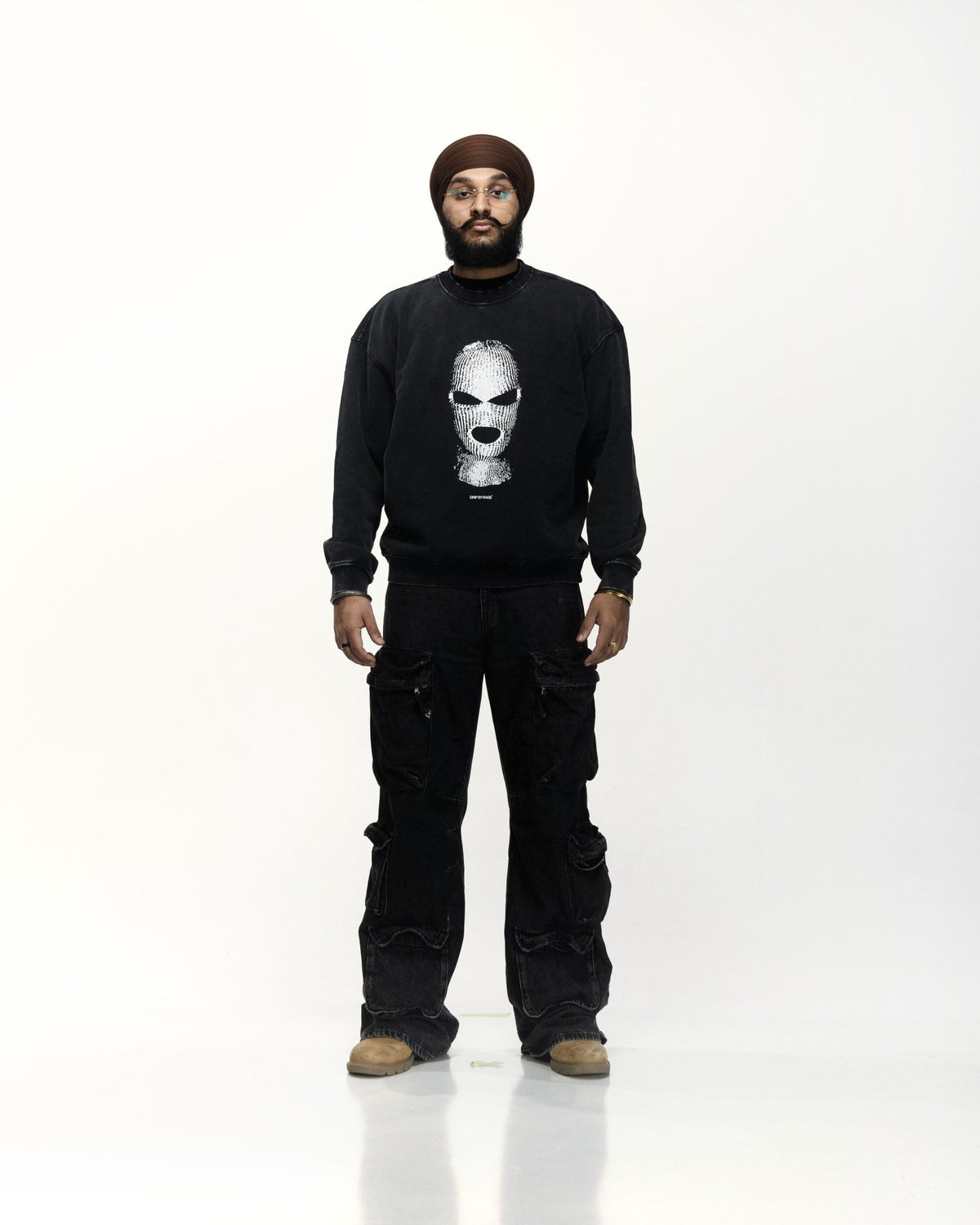 SKI MASK OVERSIZED FADED SWEATSHIRT - Drip by Rage