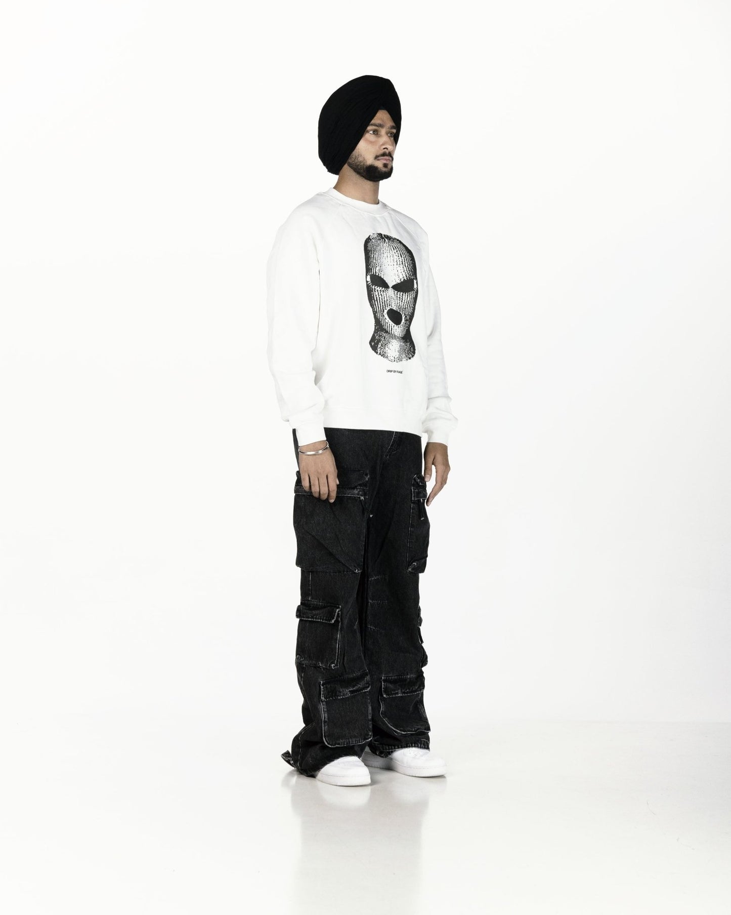 SKI MASK OVERSIZED SWEATSHIRT WHITE - Drip by Rage