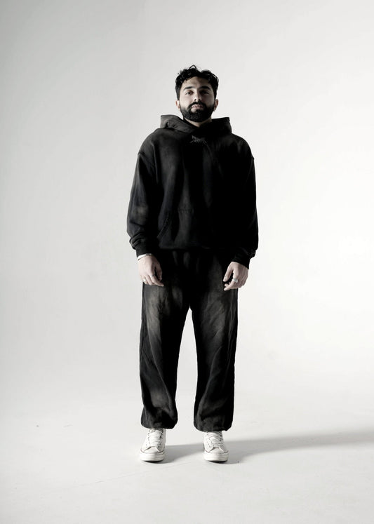 SMOKY BLACK FADED OVERSIZED PREMIUM SWEATPANTS - Drip by Rage
