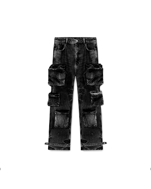 STONE WASHED CARGO DENIM - Drip by Rage